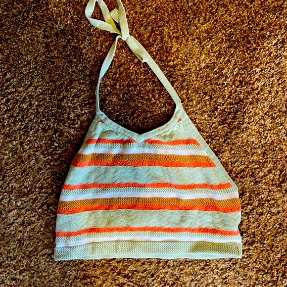 Green w/ Stripe Halter Top - Picture 1 of 1